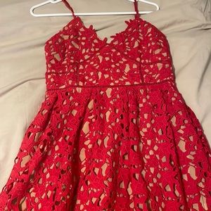 Red lace dress